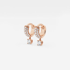 Boucles d'oreilles créoles Huggie avec diamant de laboratoire rond de 1/3 carat, bijoux élégants et minimalistes pour un usage quotidien - Product Image 2