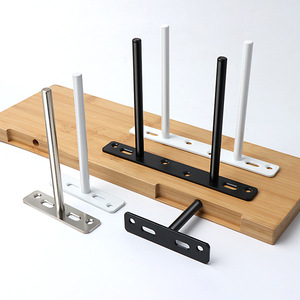 Support mural dissimulé noir électroplaqué, <span class=keywords><strong>fixation</strong></span> dissimulée en T double, support de cloison de 10 cm - Product Image 4