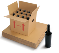 Boîte en carton ondulé personnalisée, boîte à vin en carton ondulé écologique haut de gamme avec compartiments et impression quadricolore