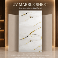 Panneau mural en PVC MORLENX en marbre blanc veiné fin UV pour projets d'aménagement intérieur haut de gamme