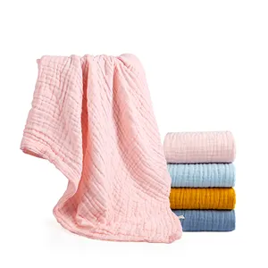 Toallas de algodón puro para bebés, Toalla de baño de gasa transpirable, personalizada, venta al por mayor de fábrica