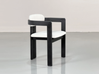 Fauteuil de salle à manger moderne de luxe JP Chaise de salle à manger en bois de chêne noir massif en cuir blanc