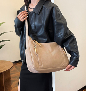 Bolso de mano de algodón estampado personalizado, adecuado como bolso de compras ligero de lona para mujer con cierre de cremallera. - Product Image 3