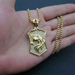 yunnique Unisex Stainless Steel Unicorn Pendant Necklace Shield Shape Pave Setting Cubic Zirconia Fashion Jewelry Gift - Product Image 5