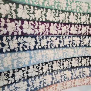 Tela Oxford Ligera, Anti-Plumón, No Conductora, con Estampado Floral y Ribete de Encaje, Malla Suave para Vestidos de Mujer - Product Image 1