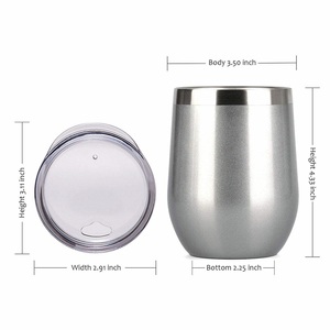 Stemless copas de 12 de onzas con logotipo personalizado de agua reutilizable pared doble aislado al vacío vino vaso de acero inoxidable tazas en a granel con tapa - Product Image 5