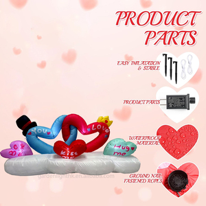 Cœurs gonflables romantiques lumineux à LED de 1,80 m, étanches IP44, pour la Saint-Valentin, anniversaire de mariage, demande en mariage, fête - Product Image 6