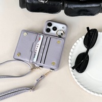 Étui de téléphone en cuir PU pour femme et fille pour iPhone 17 Air/Pro/Max/16/15/14/13 Étui portefeuille à bandoulière avec sangle