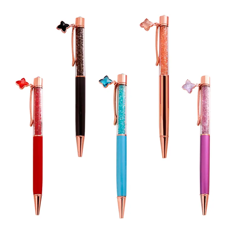 New Design Metal Crystal Pens with Custom Logo Flower Shaped Ballpoint Pen Normal for Gift