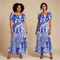 Robe Courte Femme Grande Taille Motif Tribal Polynésien Elei pour Plage d'Été, Sur Mesure, Commande en Gros, Tenue de Vacances Insulaires, Dropshipping