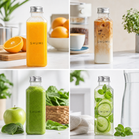 Vente en gros de bouteilles carrées biodégradables PLA de 500 ml, qualité alimentaire, avec bouchon en aluminium, conteneur écologique pour l'emballage de sodas, de jus et de boissons
