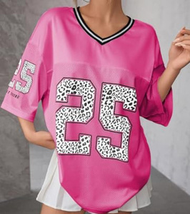 Kaos Jersey Grosir untuk Wanita, Kaos Grafis Oversize, Kaos Jersey Nomor Lucu untuk Remaja Perempuan, Atasan V-Neck Y2k Streetwear - Product Image 3