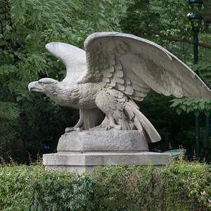 Outdoor hand carved professional manufacture best quality white marble eagle sculpture for sale