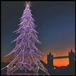 Luces navideñas con diseño de estrella y árboles de Navidad, esferas metálicas iluminadas para exteriores, impermeables IP65, para Año Nuevo - Product Image 2