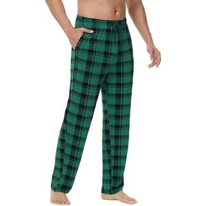 Pantalon de pyjama en viscose de bambou pour homme personnalisé, vert à carreaux avec poches, tailles S à XXL - Product Image 2