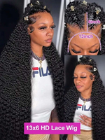 Perruques bouclées Deep Wave en cheveux humains, perruque frontale HD Lace, perruques bouclées profondes Lace Front pour femmes noires, cheveux de bébé naturels