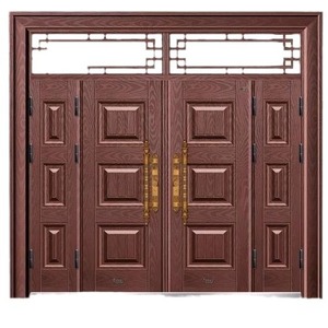Porte d'entrée double battante en bronze de style chinois, antivol, pour villa, porte extérieure en acier manuelle - Product Image 1
