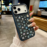 Coque de téléphone scintillante, décoration 3D papillon et étoile perlée, cadre d'objectif électroplaqué antichoc pour iPhone 17/18 Pro Max