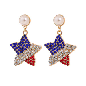 Pendientes de Aleación al por Mayor para el Día de la Independencia Americana, Pendientes con la Bandera de EE. UU. en <span class=keywords><strong>Rojo</strong></span>, Blanco y Azul, Diseño para el 4 de <span class=keywords><strong>Julio</strong></span>, Regalo Festivo - Product Image 6