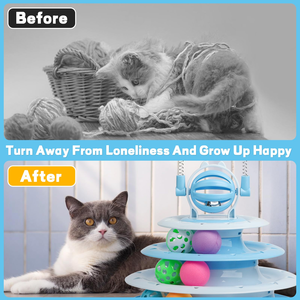 Nouvelle conception, petit volume, tour interactive intelligente pour chat à quatre niveaux, ensemble de jouets interactifs d'entraînement pour chat, jouets à roulettes pour chat, jouet tournant pour chat - Product Image 6