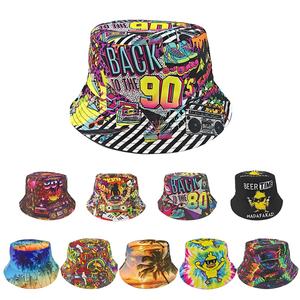 Chapeau de soleil réversible personnalisé avec logo imprimé SOLPOP, années 80 et 90, pour adultes, femmes, hommes, filles, garçons, unisexe, chapeau de pêcheur, chapeau de soleil - Product Image 1