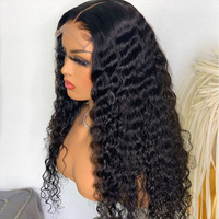 Perruque en cheveux humains vierges indiens bouclés Deep Wave de 30 pouces, 100 % naturelle, HD sans colle, transparente, densité 180 %, perruque Lace Front 13x6