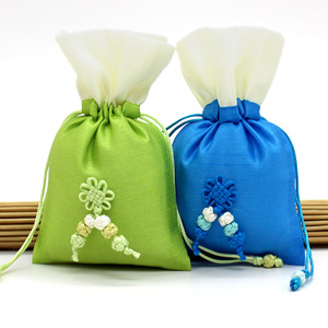 Pouch Drawstring Soft Striped Textile Fabric Empty Bag Model YOUCAN25-BAG03 10*15CM 12*19CM for Dragon Boat Festival Spice