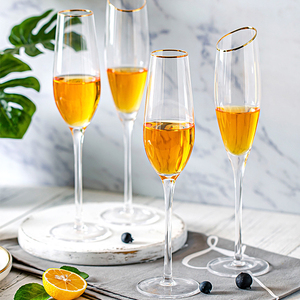 Bicchieri da Vino Frizzante in Cristallo Senza Piombo con Bordo Inclinato Moderno e Creativo per Coupé, Bordo Dorato, 101-200ml, Stile Giapponese per Uso Domestico - Product Image 5