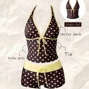 Ensemble Tankini Rétro à Pois 2026, 2 Pièces, Maillot de <span class=keywords><strong>Bain</strong></span> Halter à Nouer sur le Devant avec Shorty, Effet Ventre Plat, Modeste, pour Femme - Product Image 2