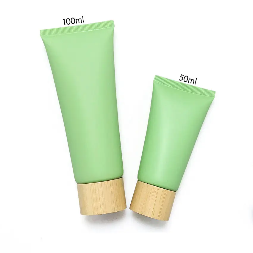 Aangepaste Groene Plastic Zachte Squeeze Cosmetische Tube Verpakking 50G 100G Voor Crème Lotion