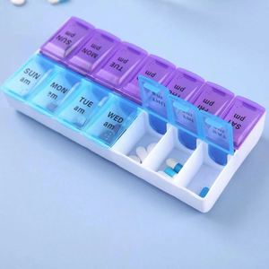 Weekly 7-Day Pill Vitamin and Medicine <b>Box</b> <b>Large</b> Push Button Compartments 4 Times a Day With Clear Lids Promotion <b>Gift</b> - Product Image 2