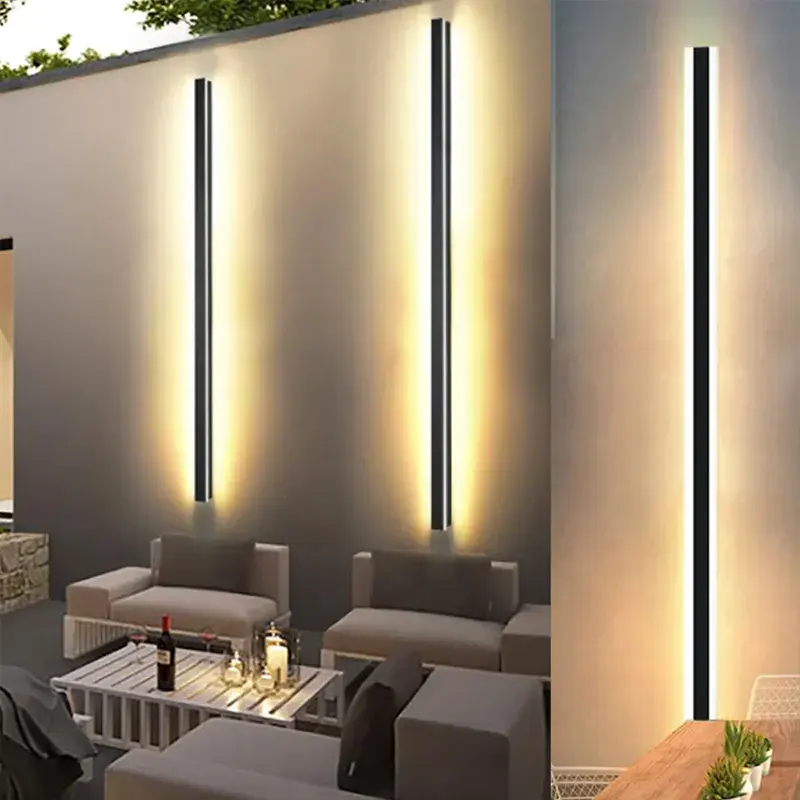 DGLUX Modern Waterproof Outdoor Long Strip LED Wall Lamp IP65 Aluminum Wall Light Garden Porch Sconce Light