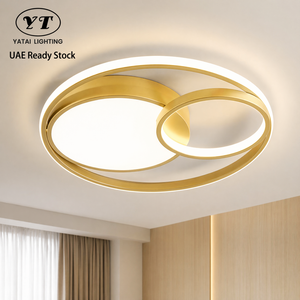 Plafonnier LED rond moderne en or, en fer et acrylique, télécommande, variateur de lumière, trois couleurs, montage en surface, pour salon, chambre à coucher - Product Image 1