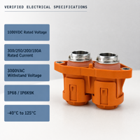 Connecteur plastique haute tension bipolaire 1000VDC 300A pour moteurs de véhicules électriques et contrôleurs PDU IP68 IP6K9K Bipolaire PA66 LV216-2