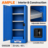Armoire de stockage pour produits acides et alcalins faibles 83L (22 gallons) en acier bleu, armoire de sécurité chimique avec 3 étagères réglables pour l'approvisionnement B2B