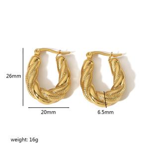Pendientes de Aro con Cadena de Serpiente Trenzada de Doble Capa, Chapados en Oro de 18K, Forma de C, Joyería de Moda para Fiestas - Product Image 5