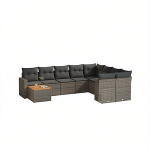 Conjunto de Sofás de Jardín de Ratán Gris, 6 Plazas, Resistente a la Intemperie, Muebles de Exterior de Diseño Contemporáneo - Product Image 1