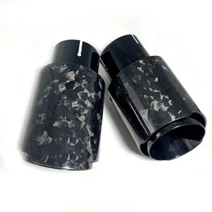 Punta de Silenciador Universal de Fibra de Carbono Forjada Brillante + Acero Inoxidable Negro para <span class=keywords><strong>Tubo</strong></span> de <span class=keywords><strong>Escape</strong></span>, Boquilla para <span class=keywords><strong>Akrapovic</strong></span> Remus para BMW - Product Image 1