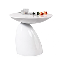 Table basse ronde en fibre de verre et acrylique noir style nordique, mobilier moderne pour la maison et le bureau