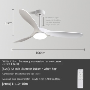 Minimalist Style ABS 3 Blades 52 Inch 60 Inch Modern Mute Bldc Led <b>Ceiling</b> Fan With Light Remote Control - Product Image 6
