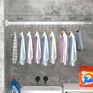 Cintre mural en aluminium pliable pour le séchage des vêtements Extérieur Intérieur Pas de rouille Tour de <span class=keywords><strong>linge</strong></span> fixe Anneau rotatif simple - Product Image 2