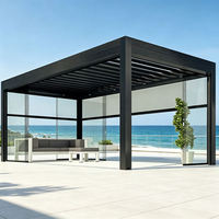 Pergola bioclimatique moderne en aluminium avec toit à lames motorisées, résistante à la pluie et à la neige, pour extérieur, jardin, balcon, gazebo, 100%