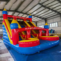 Tobogán Inflable Comercial Ecológico de PVC, Trampolín Rojo y Azul para Niños, Parque Infantil al Aire Libre, Fiesta de Cumpleaños