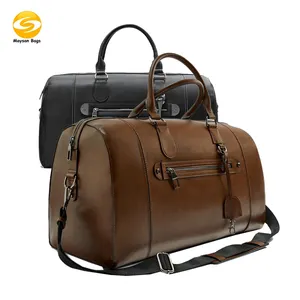 2020 新设计的人造皮革行李袋，大容量旅行周末包对于男人来说，商务男士皮革旅行包旅行袋