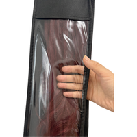Pochette de rangement personnalisée 15x50cm pour extensions de cheveux, sac d'emballage en PVC transparent, sacs de rangement pour perruques en plastique non tissé avec petite clip