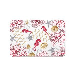 Set di 6 Tovagliette Excelsa in Plastica Corallo 43,5x29 Cm Multicolore Riutilizzabili per Uso Domestico Stampate con Motivi Vegetali Lavabili in Lavatrice Stile Mediterraneo - Product Image 1