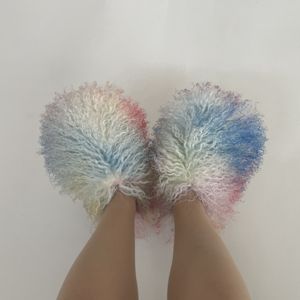 Gaya Mewah Bulu Wanita Sepatu Datar Kulit Domba Bulu Sandal Bulu Mongolia - Product Image 5