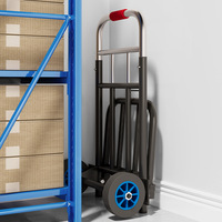 Chariot pliant 100 kg/220 lb, tube en acier de 32 mm, poignée télescopique en acier inoxydable, roues en caoutchouc de 10 cm, poutre de renforcement, OEM ODM