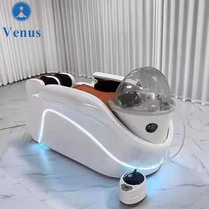 Precio de fábrica, cama de SPA de cuero negro, silla de masaje para lavar el cabello con lavabo de champú grande para tumbarse con champú - Product Image 1