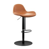 Tabouret de bar de restaurant moderne en métal PU à base ronde, chaise pivotante, hauteur réglable, sans accoudoirs, tabouret haut commercial avec repose-pieds